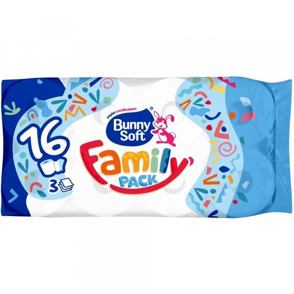 Bunny Soft papier toaletowy 3-warstwowy 16rolek Family Pack
