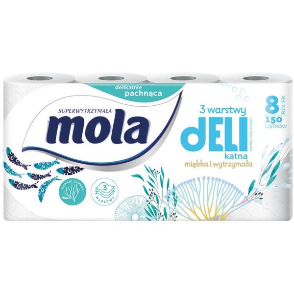 Mola Delikatna papier toaletowy 3-warstwowy morski zapach 8szt.
