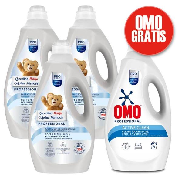 PAKIET Coccolino Sensitive 5L x3 + OMO Active Clean 5L GRATIS