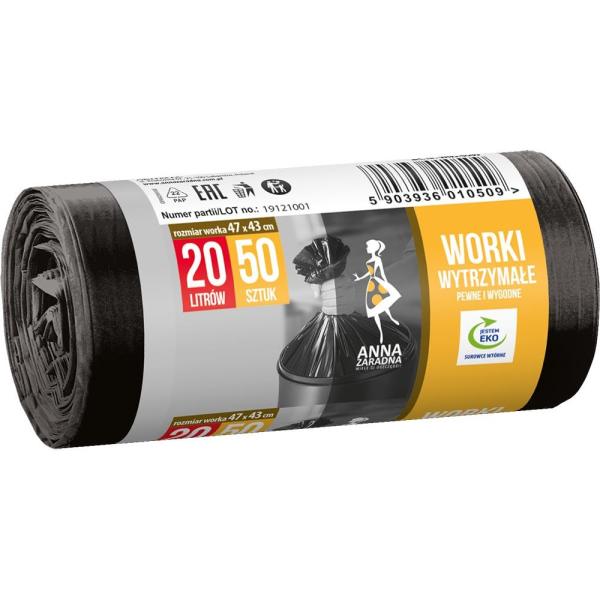 Anna Zaradna worki wytrzymałe HDPE 20L/50 czarne