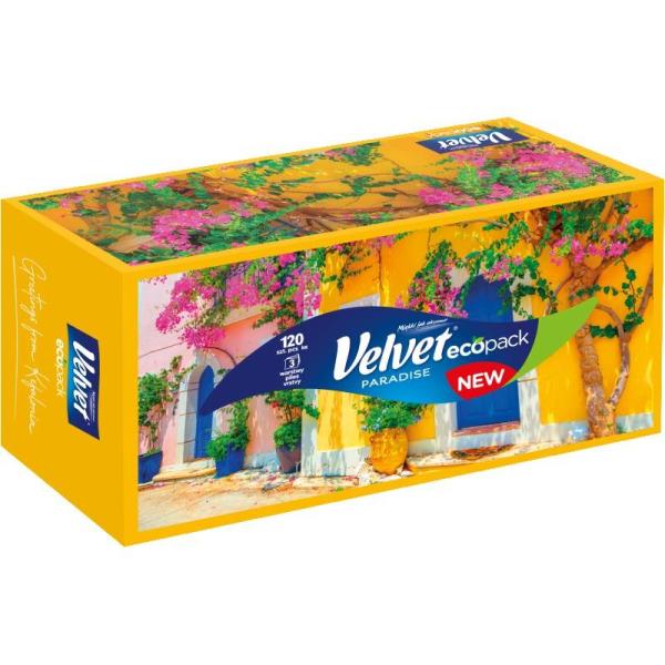 Velvet chusteczki trzywarstwowe Paradise 120 sztuk Kartonik
