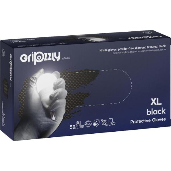 Zarys Gripzzly rękawice nitrylowe XL 50szt. czarne