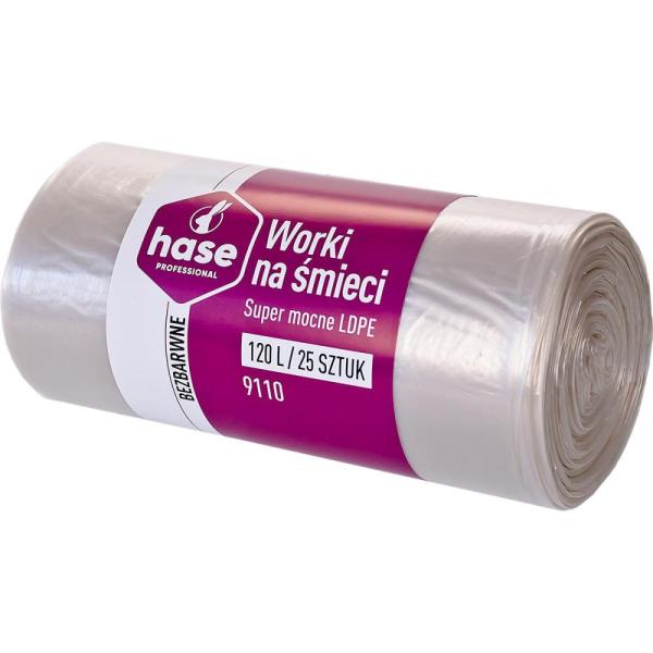 Hase worki na śmieci LDPE 120L 25 szt. bezbarwne
