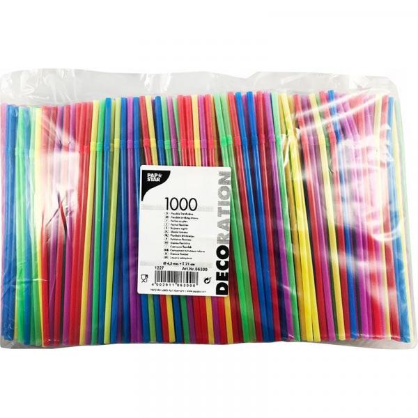 Papstar słomki łamane 1000 sztuk Mix Kolorów 86300
