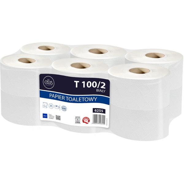 Ellis T100/2 papier toaletowy jumbo dwuwarstwowy 90m 12 rolek Celuloza 