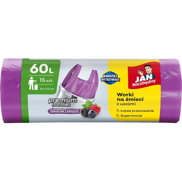Jan Niezbędny worki na śmieci zawiązywane 60L 15 sztuk