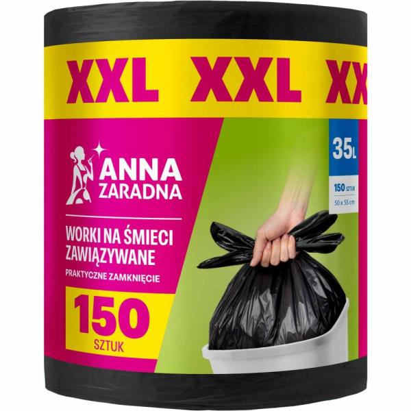 Anna Zaradna worki zawiązywane XXL 35L/150szt. czarne