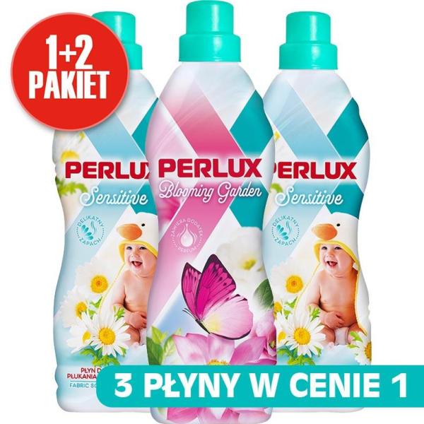 Perlux PAKIET płyny do płukania 900ml (Blooming Garden + 2x Sensitive GRATIS)