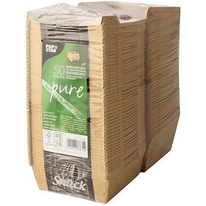 Papstar papierowe pudełko na hamburgery 9x9x7cm 50 sztuk