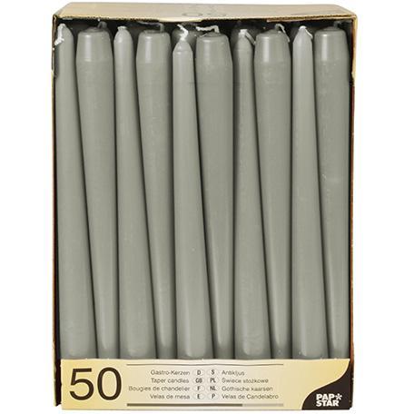 Papstar świece stożkowe 50 sztuk Szare
