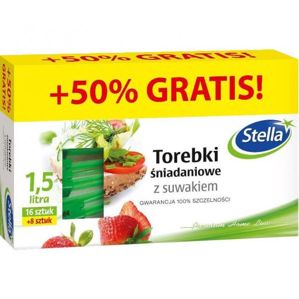 Stella torebki śniadaniowe z suwakiem 1.5L 24 sztuki
