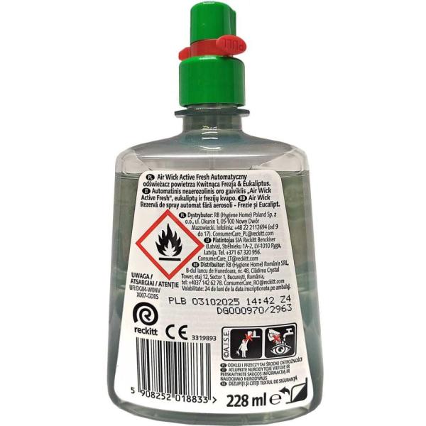 Air Wick Active Fresh automatyczny odświeżacz powietrza 228ml Frezja i Eukaliptus zapas 