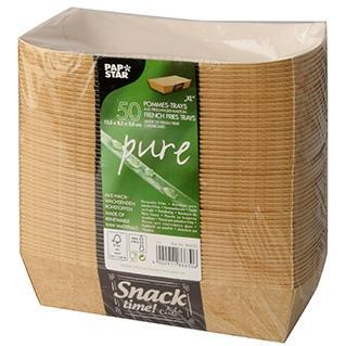 Papstar papierowe tacki na frytki 15.5x8.5x3.8cm 50 sztuk
