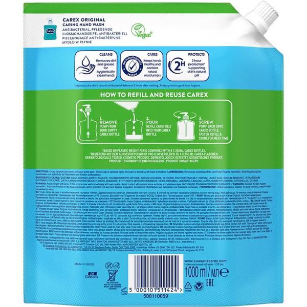 Carex mydło w płynie antybakteryjne 1L Original zapas
