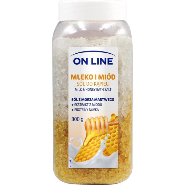On Line sól do kąpieli 800g Miód i Mleko