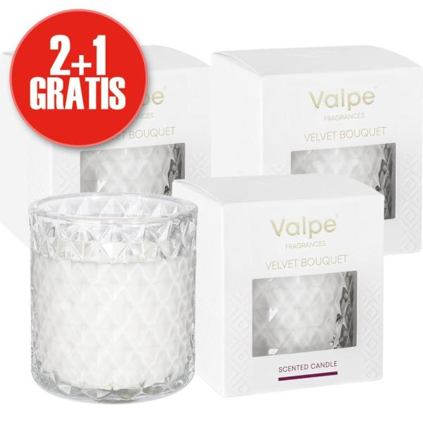 Bispol PAKIET 2+1 świeca zapachowa w szkle VC-001-458 Aksamitny Bukiet