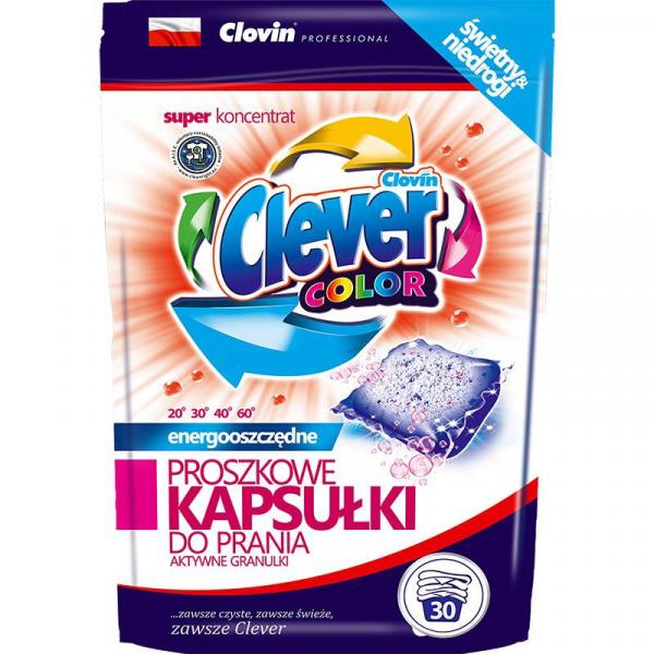 Clever kapsułki proszkowe do prania tkanin 30szt. Color