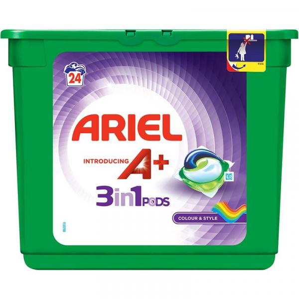 Ariel kapsułki do prania 3w1 do kolorów 24 sztuki
