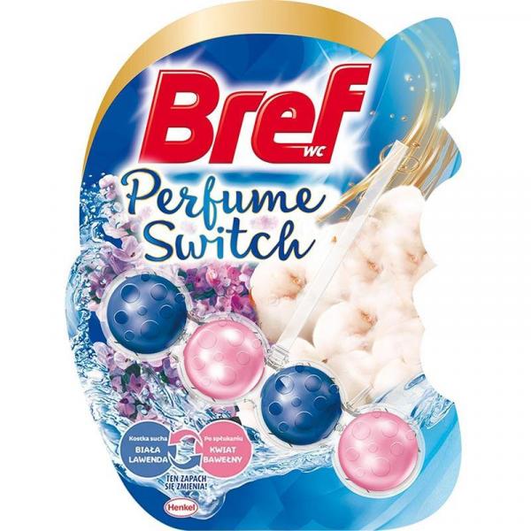 Bref Perfume Switch kulki – zawieszka do WC Lawenda/Bawełna 50g 