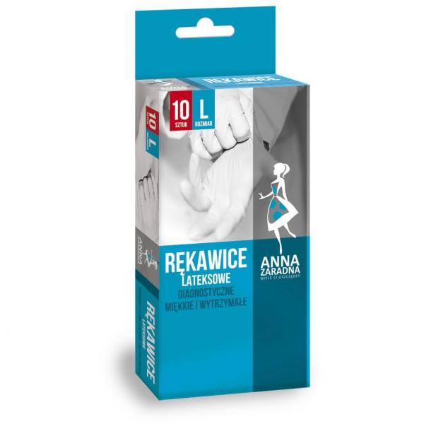Anna Zaradna rękawice lateksowe „L” 10 sztuk