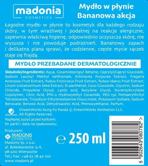 Madonia Kung Fu Panda mydło w płynie 250ml Bananowa Akcja
