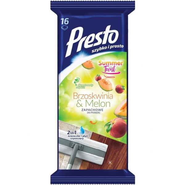 Presto chusteczki do czyszczenia podłóg 16 sztuk Brzoskwinia & Melon
