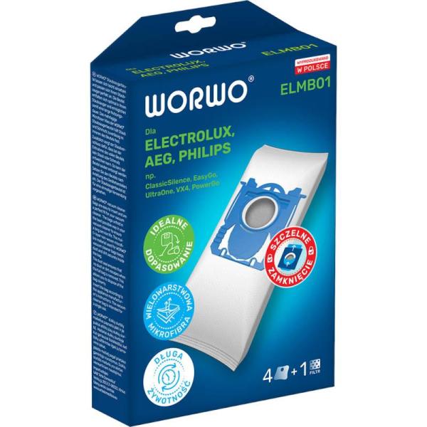 Worwo ELMB01K worki do odkurzaczy 4 sztuki Electrolux, Philips,AEG