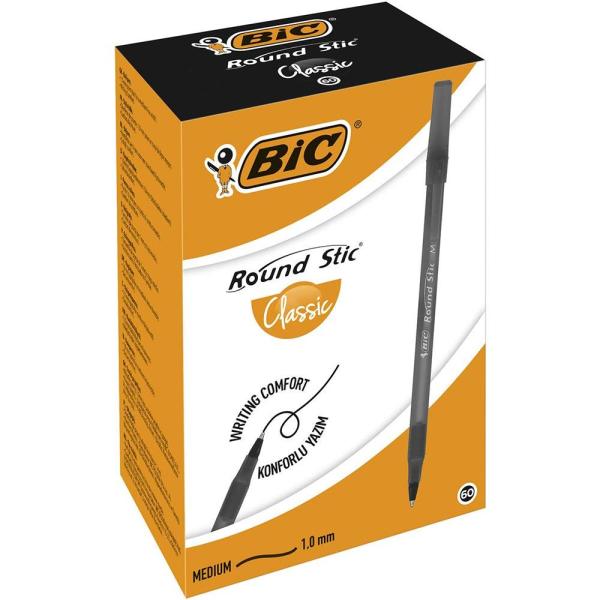 BIC długopis czarny 60 sztuk Round Stic
