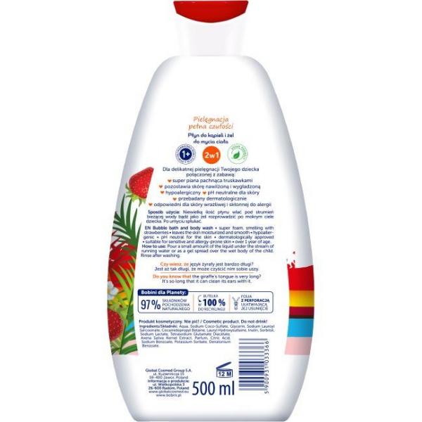 Bobini Fun płyn i żel do kąpieli 2w1 Truskawkowa Wyspa 500ml
