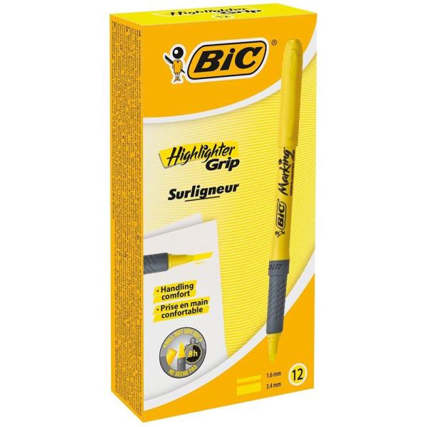 Bic Highlighter Grip zakreślacz 12 sztuk żółty

