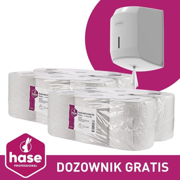 Hase PAKIET SMART ręcznik 1W, 300m makulatura, 12 sztuk + dozownik GRATIS!
