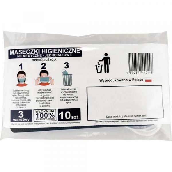 Maseczki ochronne 3-warstwowe czarne 10 sztuk