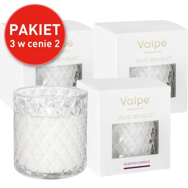 Bispol PAKIET 2+1 świeca zapachowa w szkle VC-001-458 Aksamitny Bukiet