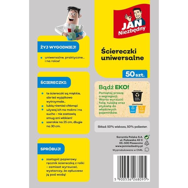 Jan Niezbędny uniwersalne ścierki perforowane rolka 50 sztuk