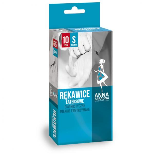 Anna Zaradna rękawice lateksowe „S” 10 sztuk
