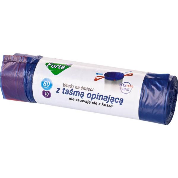 Forte+ Flextape Bag worki na śmieci opinające z taśmą ściągającą 60L/10szt. 