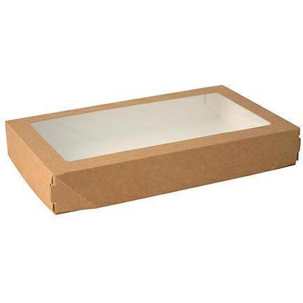 Papstar papierowe pudełko na sushi z okienkiem 4x15x26cm 1450ml 50szt.