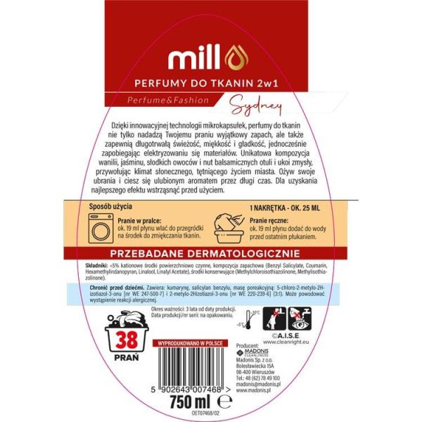Mill perfumy do tkanin 750ml Sydney
