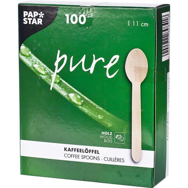 Papstar łyżeczki do kawy drewniane 11cm 100 sztuk