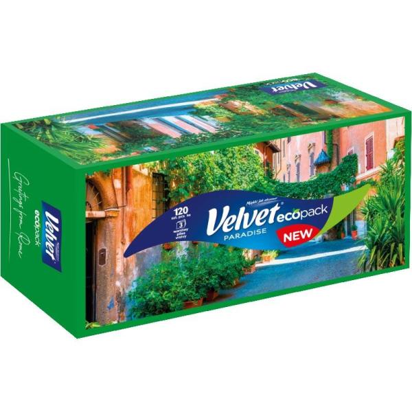 Velvet chusteczki trzywarstwowe Paradise 120 sztuk Kartonik
