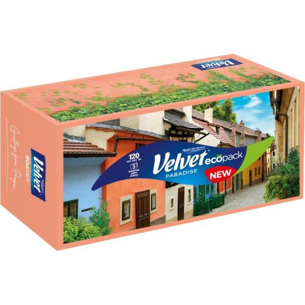 Velvet chusteczki trzywarstwowe Paradise 120 sztuk Kartonik
