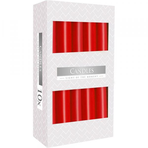 Bispol świece bezzapachowe stołowe stożkowe 10szt czerwone