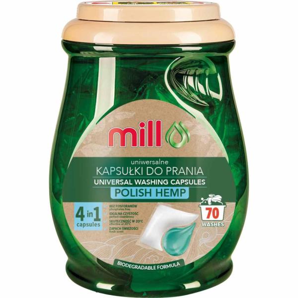 Mill Konopie Polskie kapsułki do prania tkanin 70 sztuk Uniwersalne 