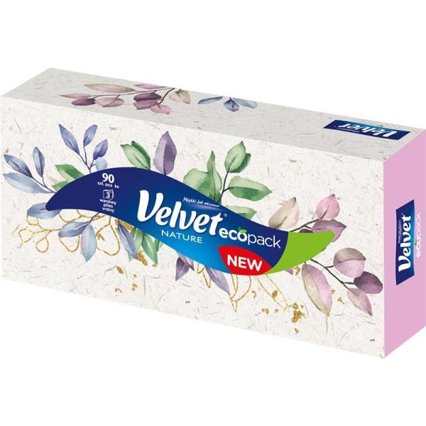 Velvet chusteczki trzywarstwowe Nature 90 sztuk Kartonik
